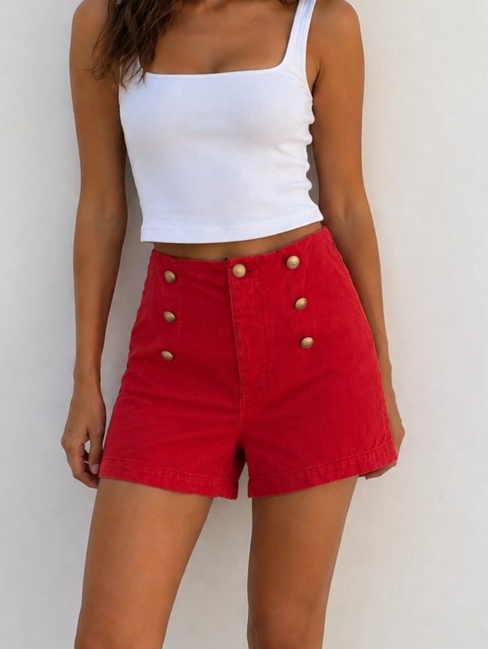 Zara High-Waisted Sailor Shorts Gold Buttons Size 6 EXCELLENT CONDITION